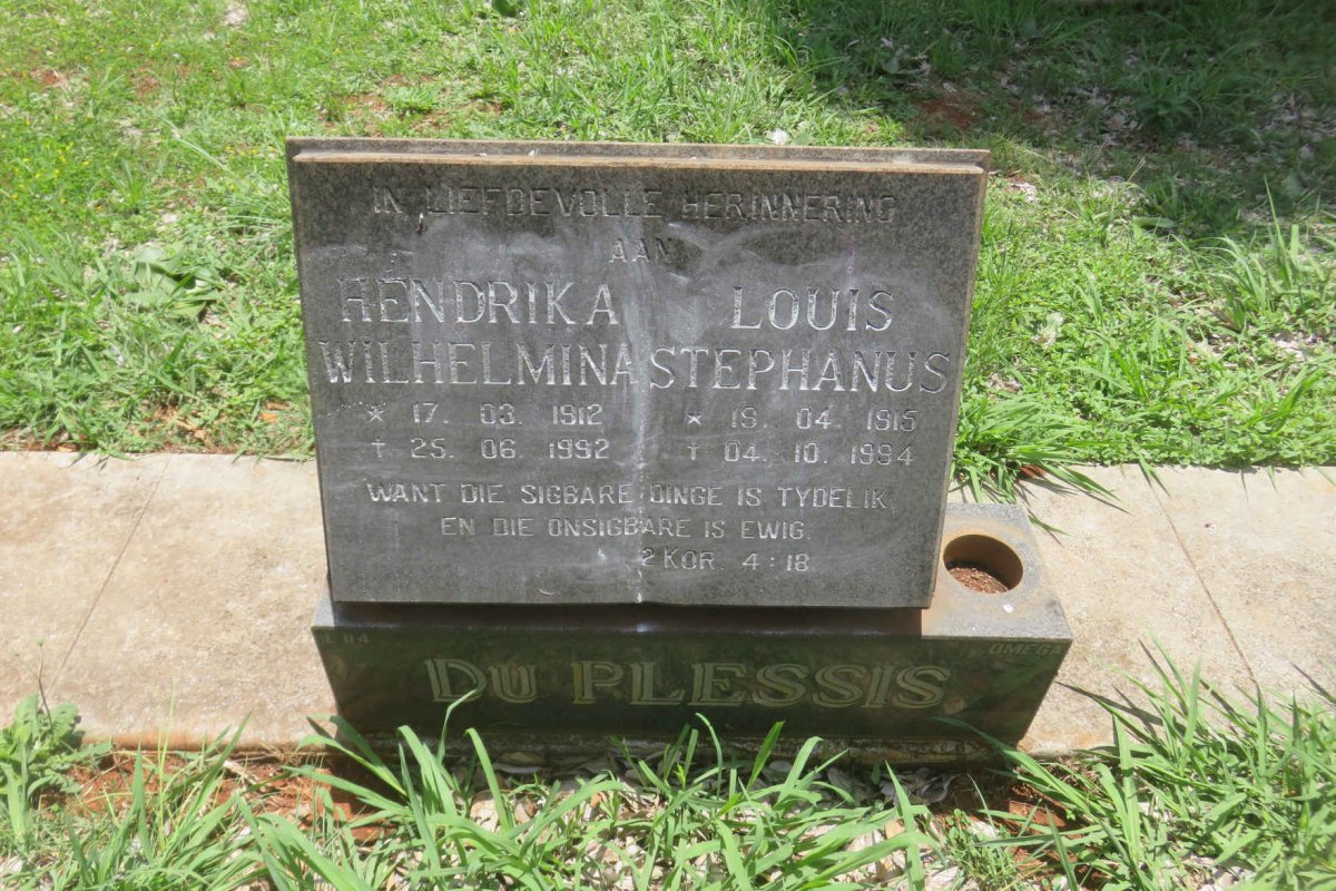 PLESSIS Louis Stephanus, du 1915-1994 &amp; Hendrika Wilhelmina 1912-1992