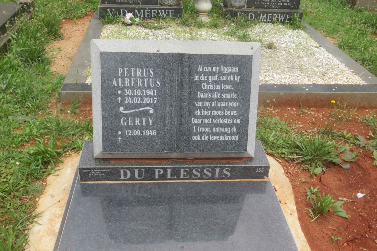 PLESSIS Petrus Albertus, du 1941-2017 &amp; Gerty 1946-
