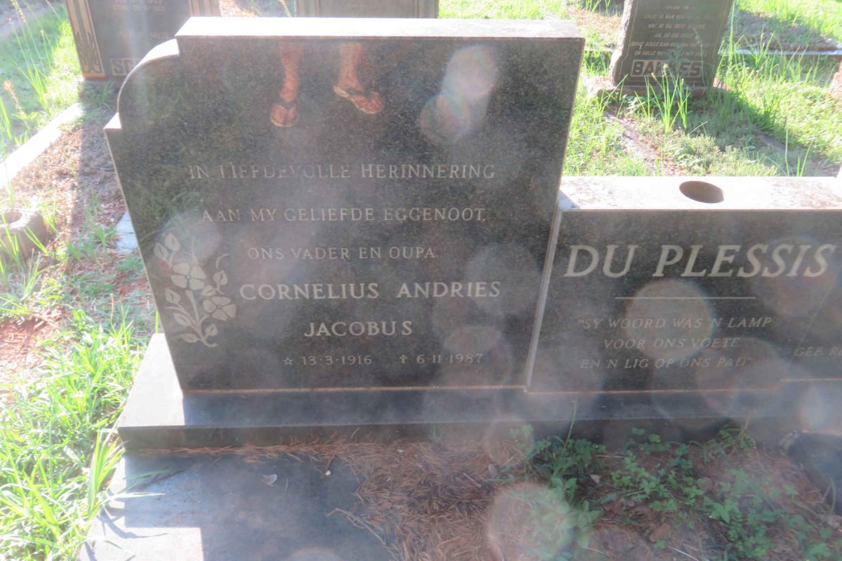 PLESSIS Cornelius Andries Jacobus, du 1916-1987 &amp; Hester Catharina Petronella REINERS 1924-2007