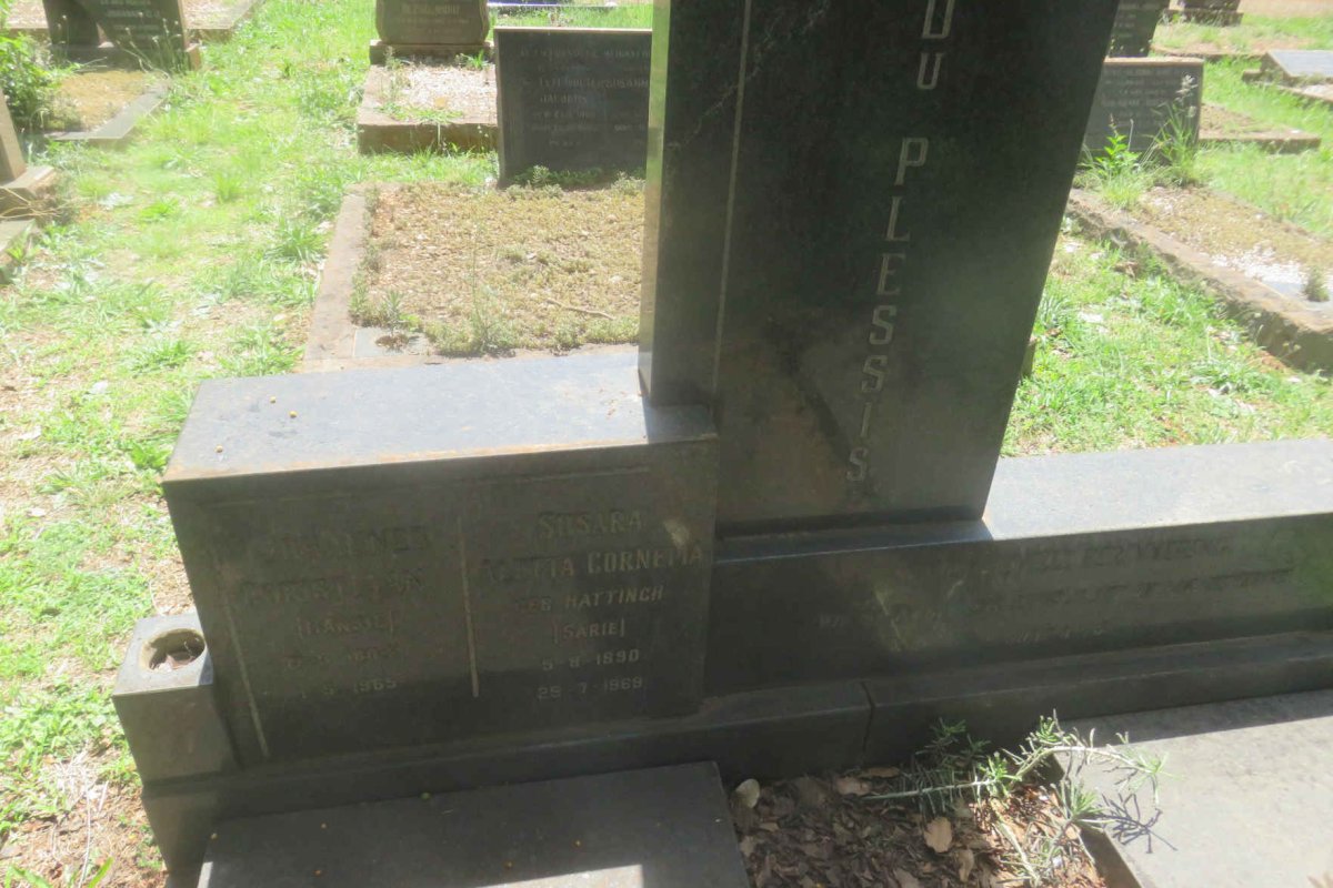 PLESSIS Johannes Christiaan, du 1884-1965 &amp; Susara Aletta Cornelia HATTINGH 1890-196?