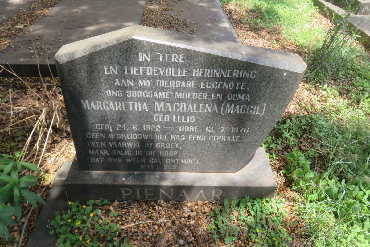 PIENAAR Margaretha Magdalena nee ELLIS 1922-1976