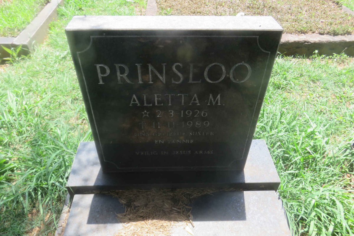 PRINSLOO Aletta M. 1926-1989