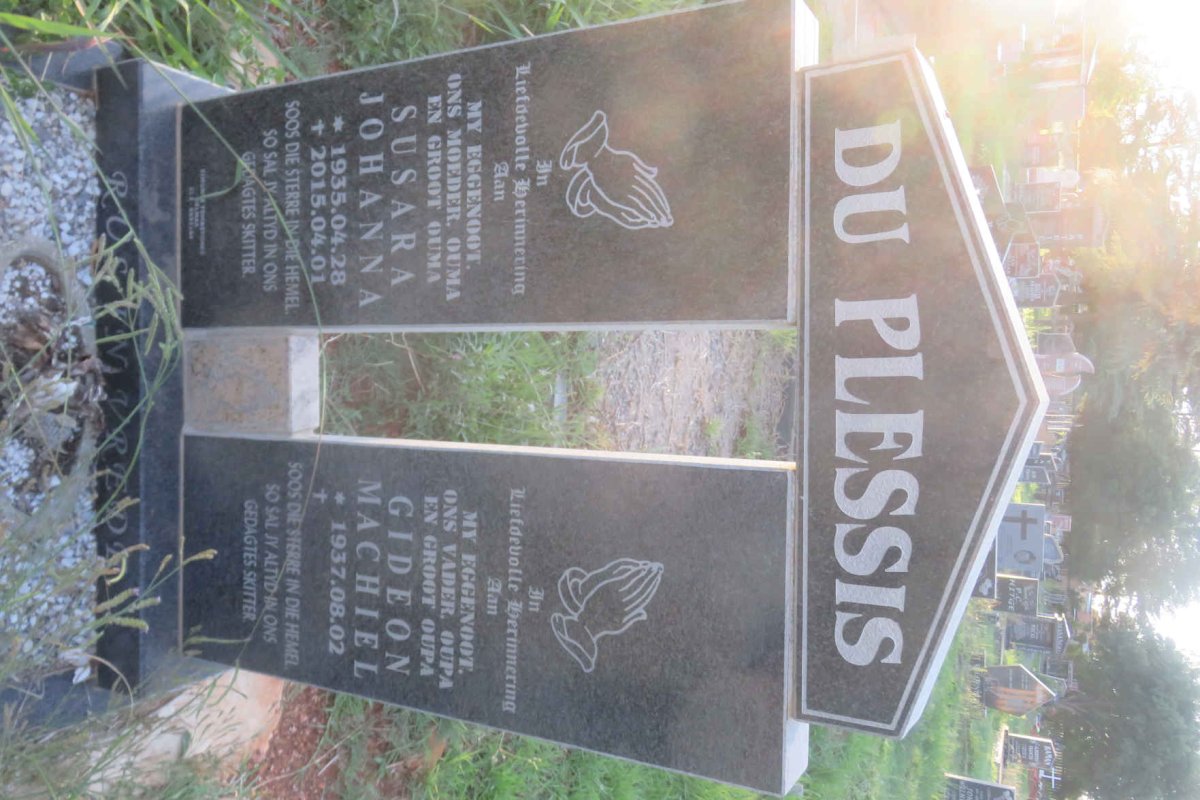 PLESSIS Gideon Machiel, du 1937- &amp; Susara Johanna 1935-2015