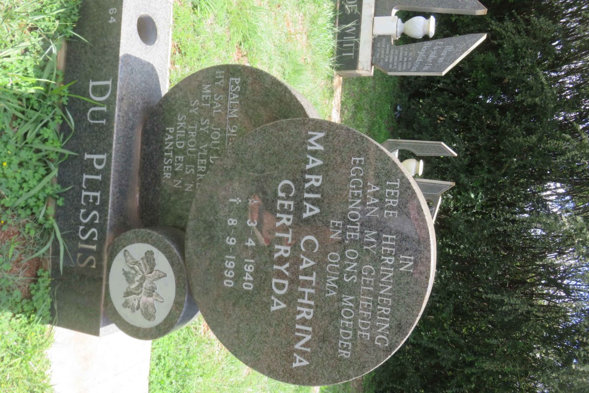 PLESSIS Maria Cathrina Gertyda, du 1940-1990