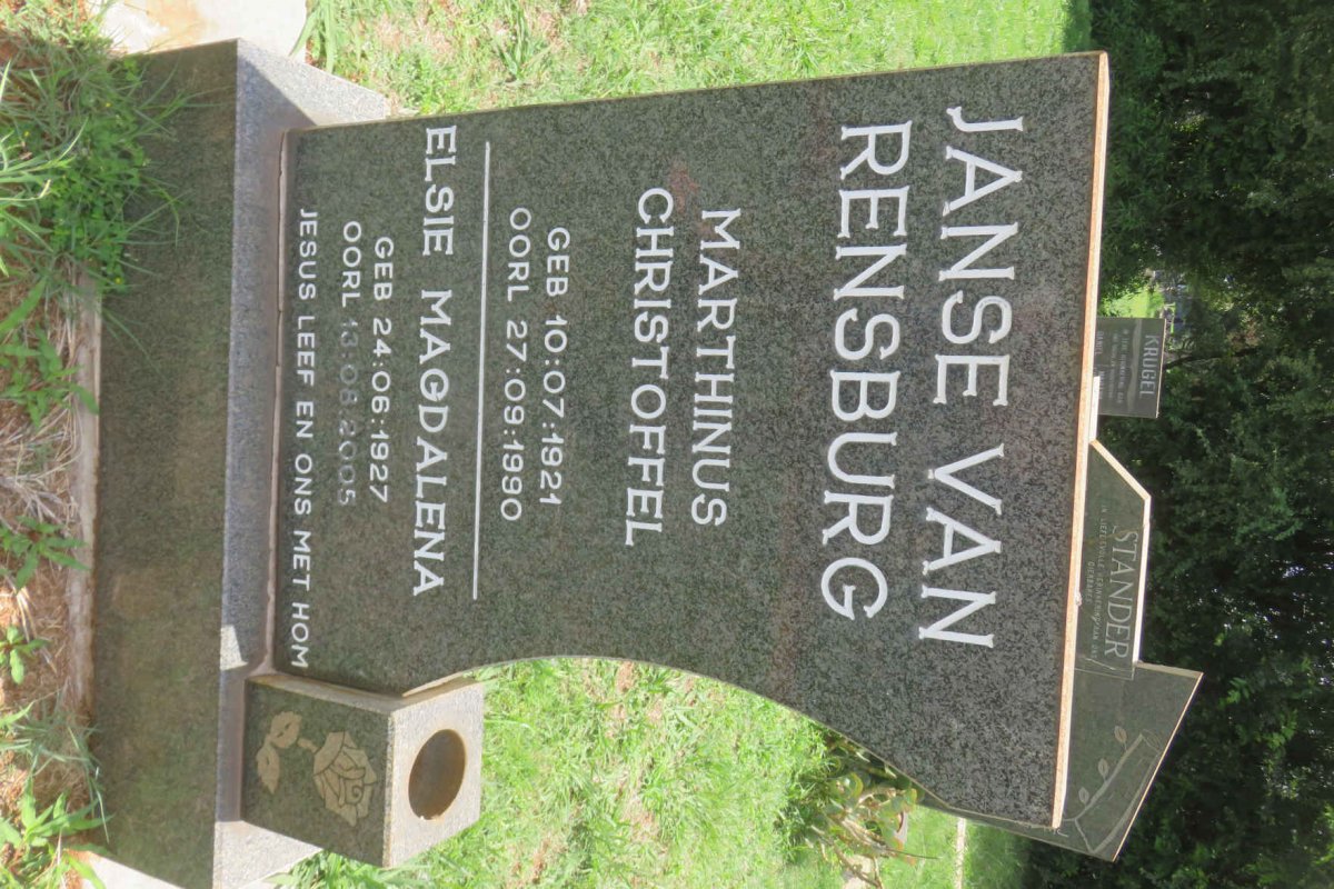 RENSBURG Marthinus Christoffel, Janse van 1921-1990 &amp; Elsie Magdalena 1927-2005
