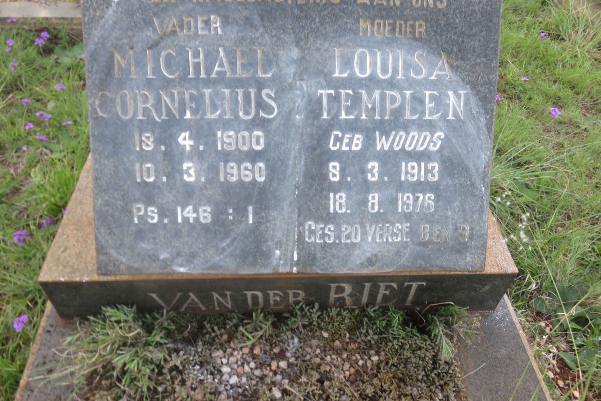 RIET Michael Cornelius, van der 1900-1960 &amp; Louisa Templen WOODS 1913-1976