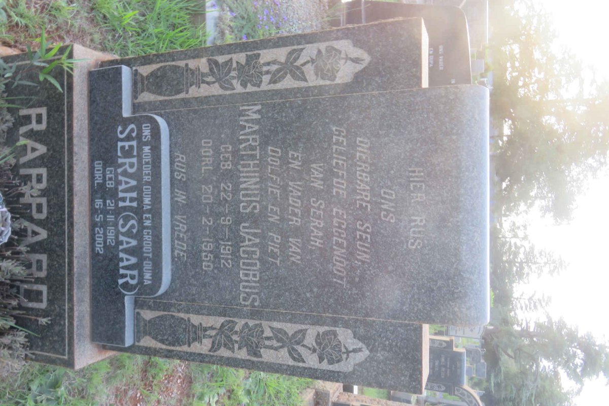 RAPPARD Marthinus Jacobus 1912-1950 &amp; Serah 1912-2002
