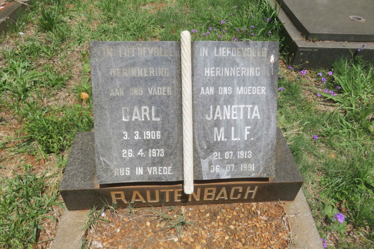 RAUTENBACH Carl 1906-1973 &amp; Janetta M.L.F. 1913-1991