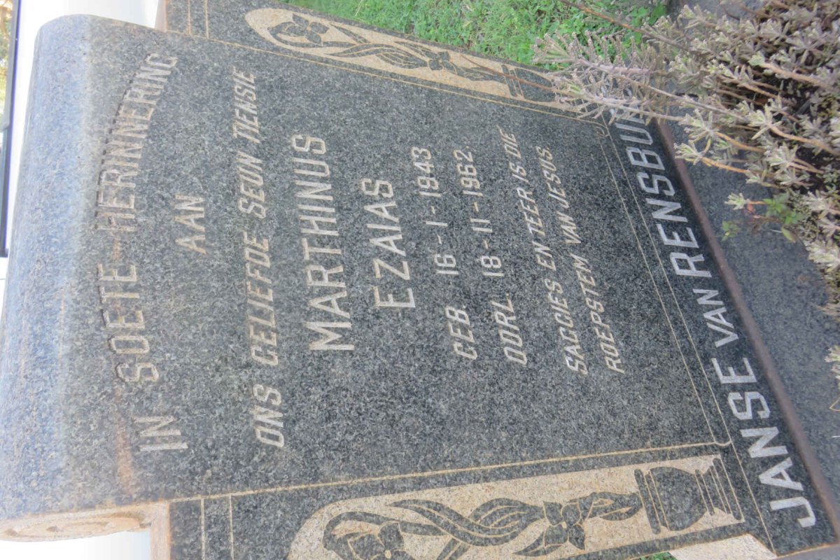 RENSBURG Marthinus Ezaias, Janse van 1943-1962