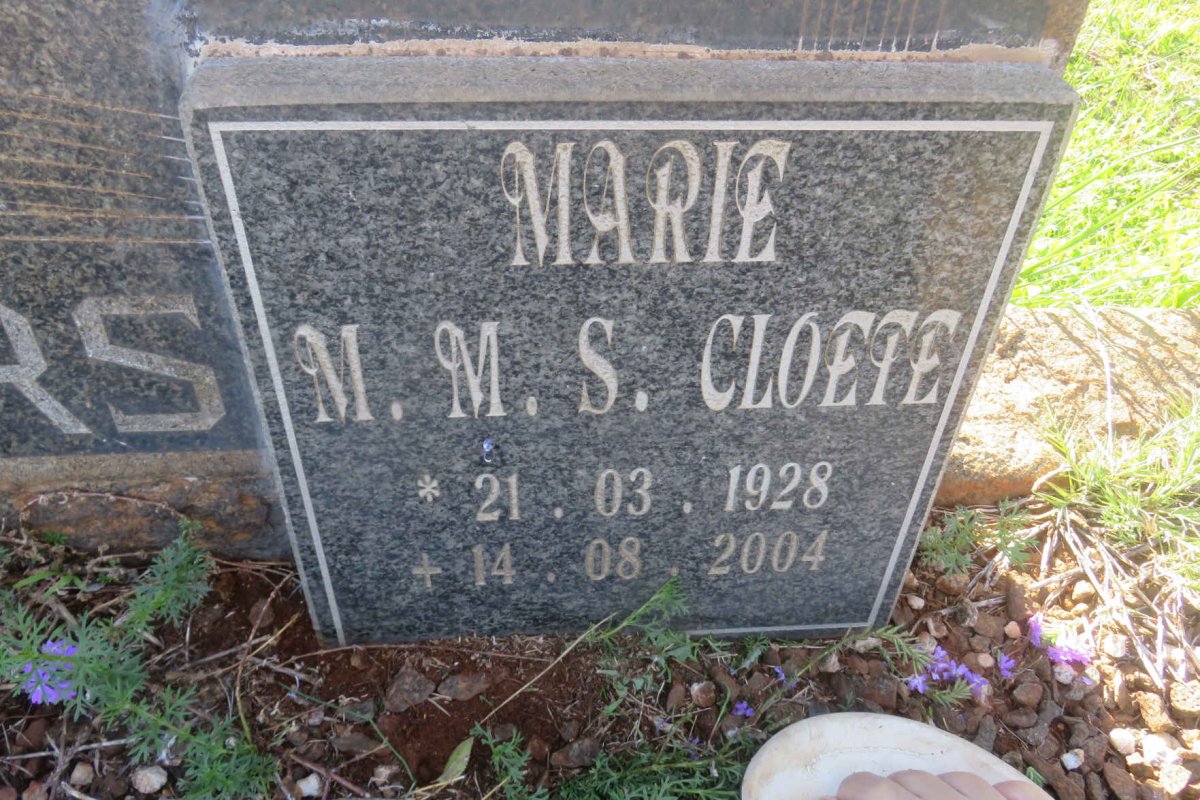REINERS David Schalk 1893-1963 :: CLOETE S.W. 1925-2010 :: CLOETE M.M.S. 1928-2004