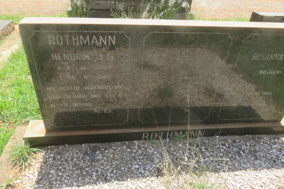 ROTHMANN Hendrik J.S. 1903-1982 &amp; Susanna M.W. VILJOEN 1909-1968