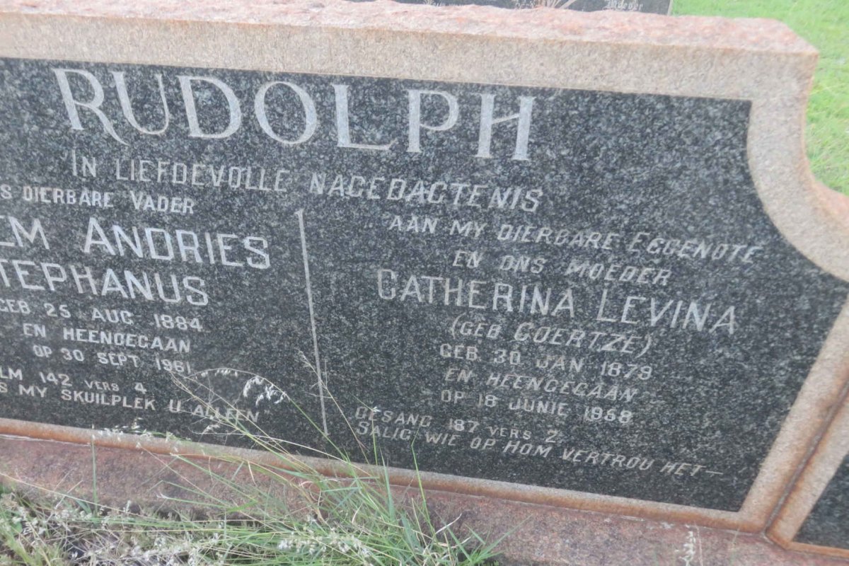 RUDOLPH Willem Andries Stephanus 1884-1961 &amp; Catherina Levina COERTZE 1879-1958