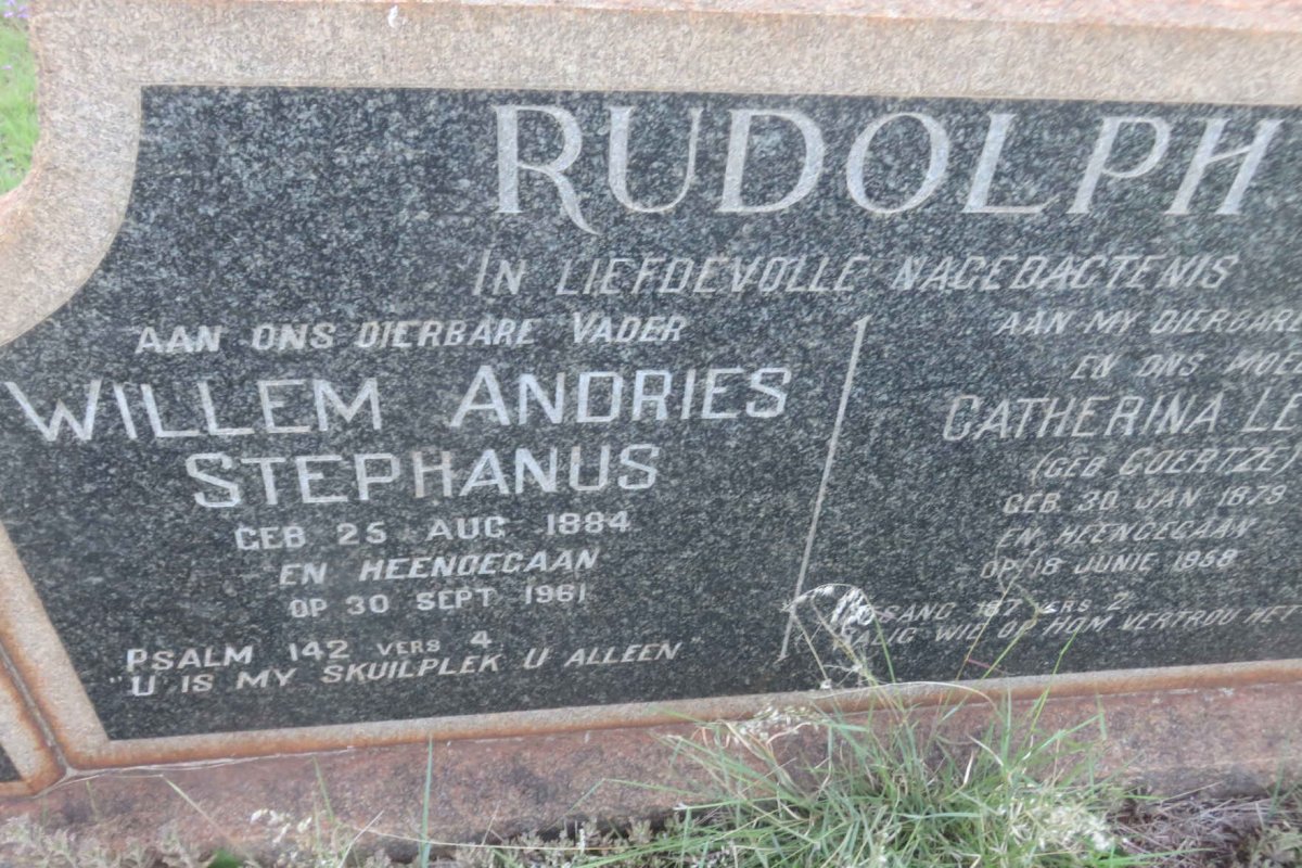 RUDOLPH Willem Andries Stephanus 1884-1961 &amp; Catherina Levina COERTZE 1879-1958