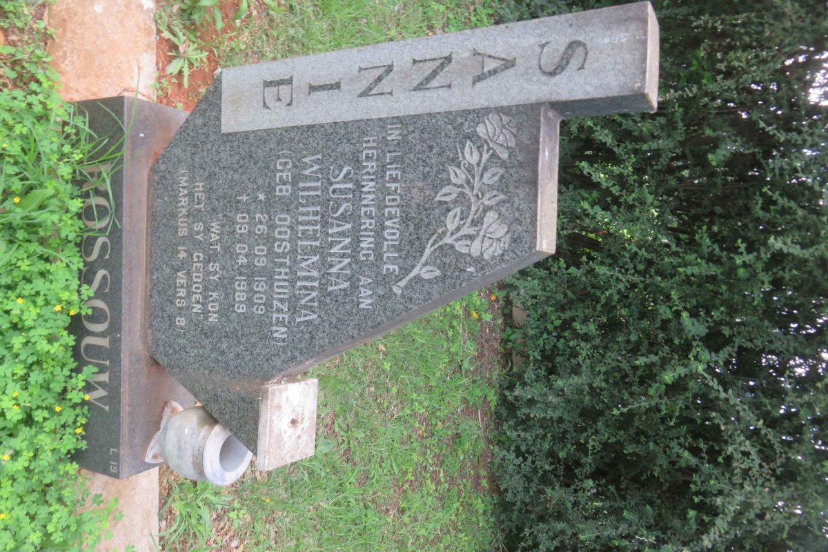 ROSSOUW Susanna Wilhelmina nee OOSTHUIZEN 1909-1989