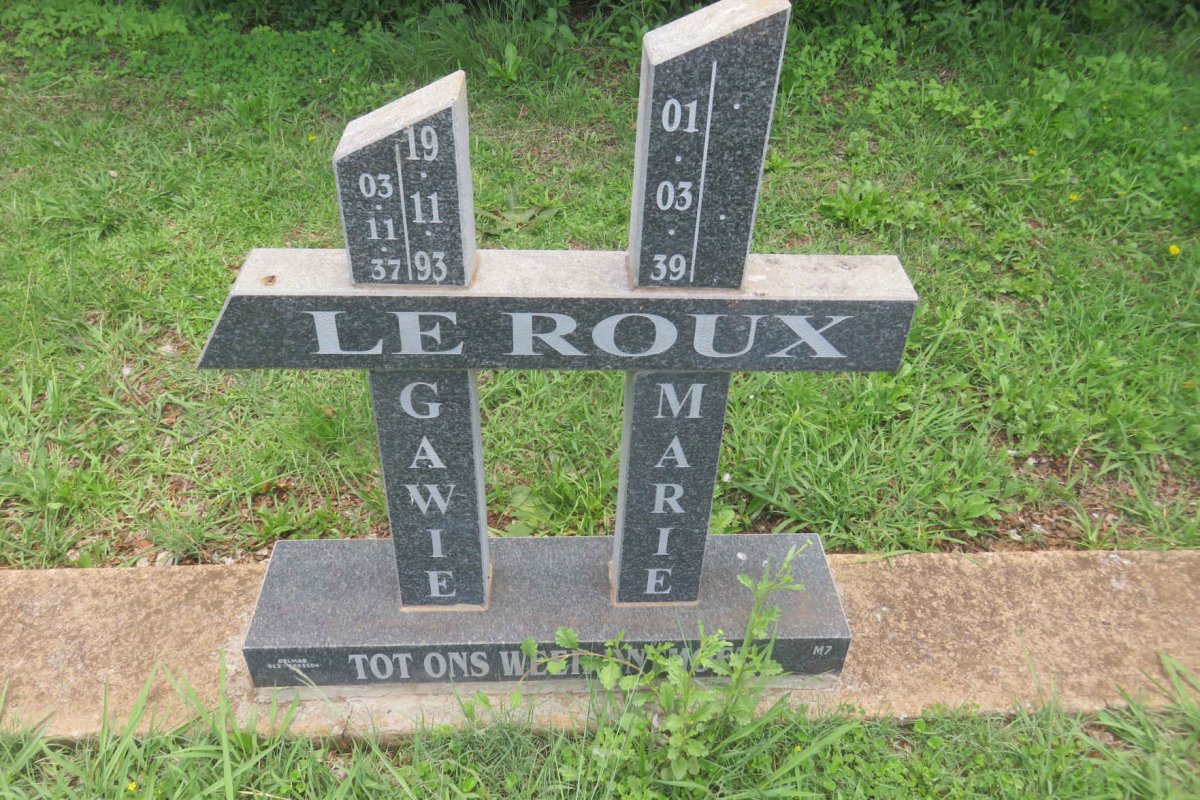 ROUX Gawie, le 1937-1993 &amp; Marie 1939-