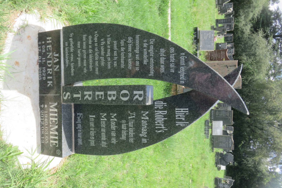 ROBERTS Jan Hendrik 1929-2005 &amp; Miemie 1940-2012