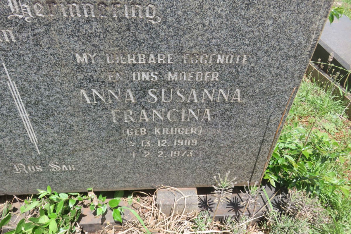 RAND Anna Susanna Francina KRUGER 1909-1973