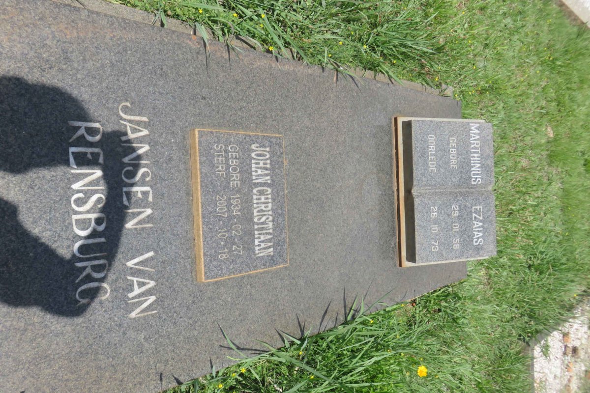 RENSBURG Johan Christiaan, Jansen van 1934-2007 :: JANSEN VAN RENSBURG Marthinus Ezaias 1958-1973