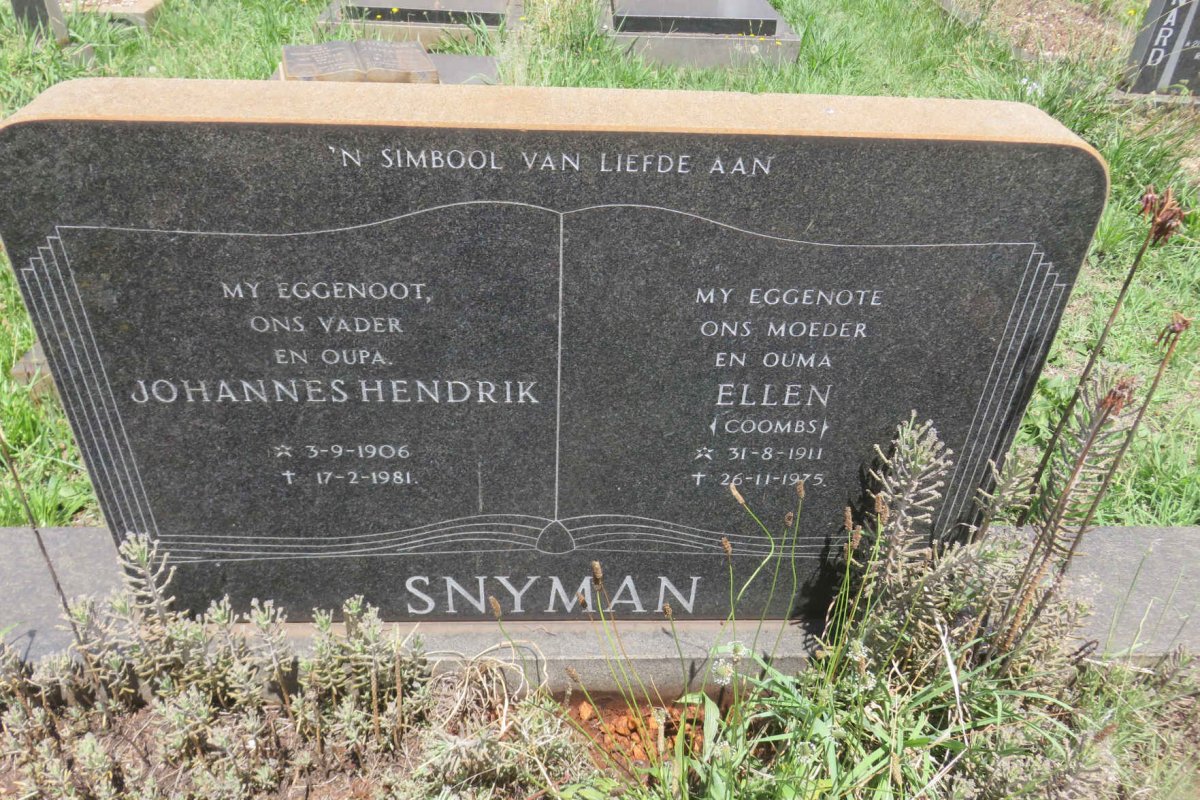 SNYMAN Johannes Hendrik 1906-1981 &amp; Ellen COOMBS 1911-1975
