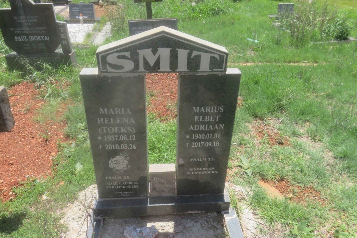 SMIT Marius Elbet Adriaan 1940-2017 &amp; Maria Helena 1937-2010
