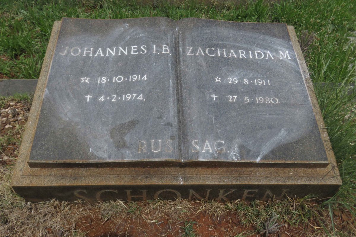 SCHONKEN Johannes I.B. 1914-1974 &amp; Zacharida M. 1911-1980