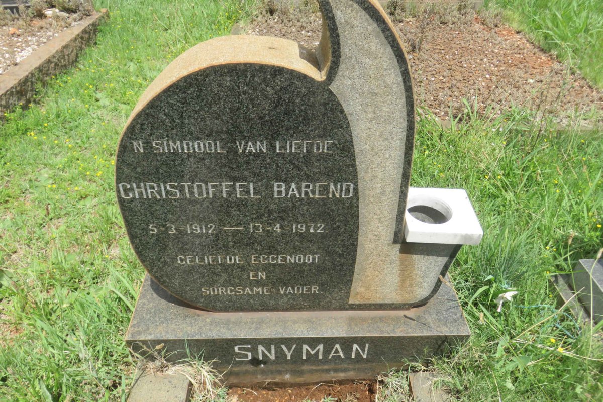 SNYMAN Christoffel Barend 1912-1972