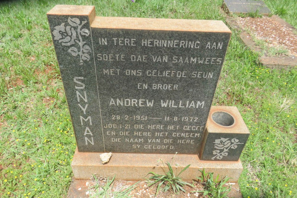 SNYMAN Andrew William 1951-1972
