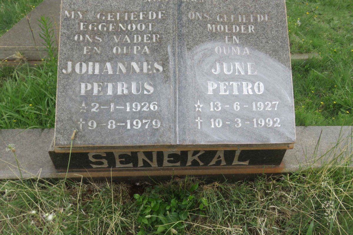 SENEKAL Johannes Petrus 1926-1979 &amp; June Petro 1927-1992