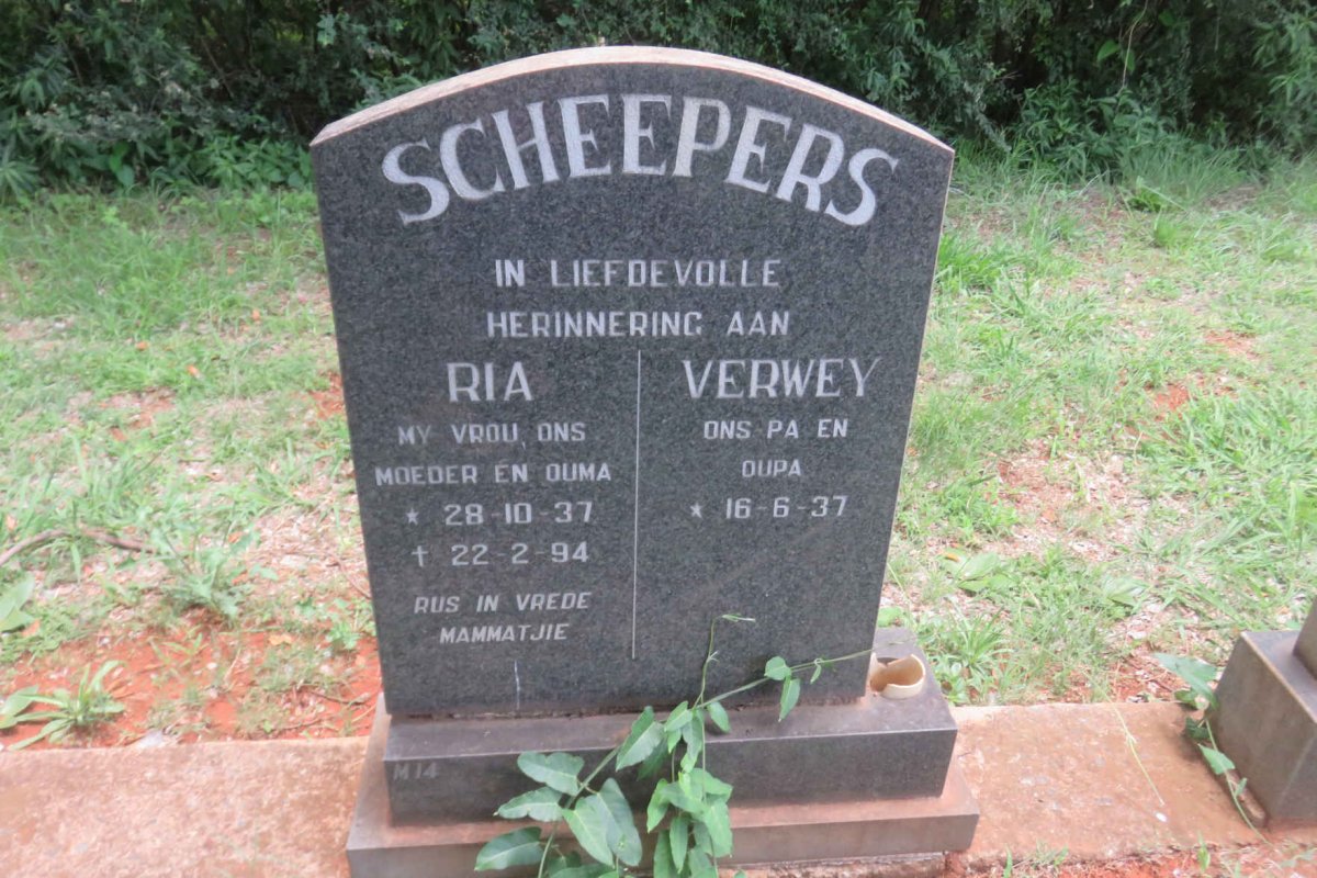 SCHEEPERS Verwey 1937- &amp; Ria 1937-1994