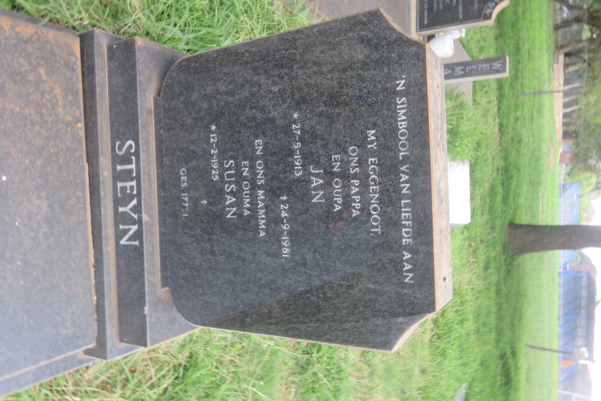STEYN Jan 1913-1981 &amp; Susan 1925-