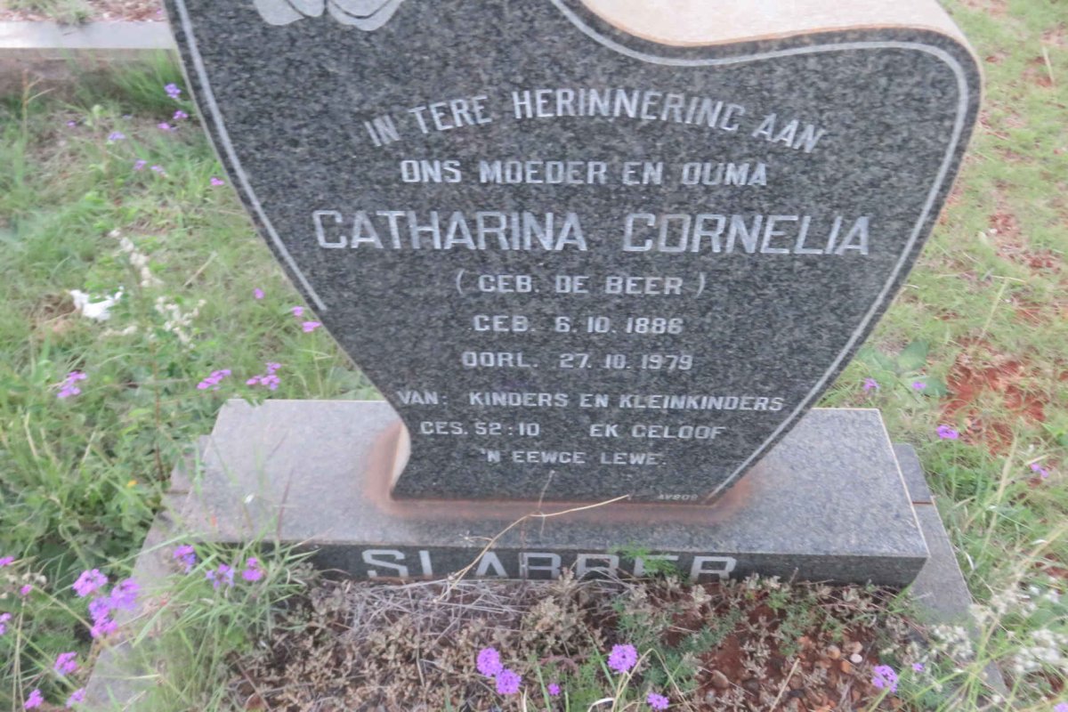 SLABBER Catharina Cornelia nee DE BEER 1886-1979