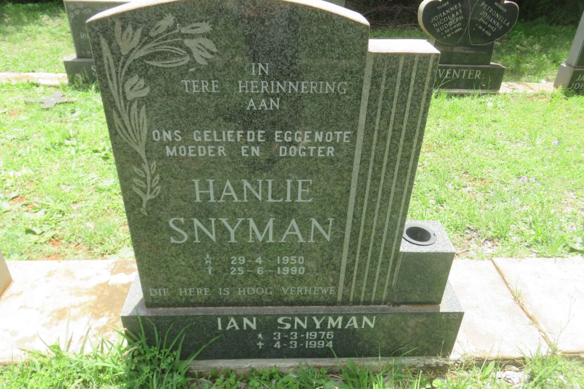 SNYMAN Hanlie 1950-1990 :: SNYMAN Ian 1976-1994