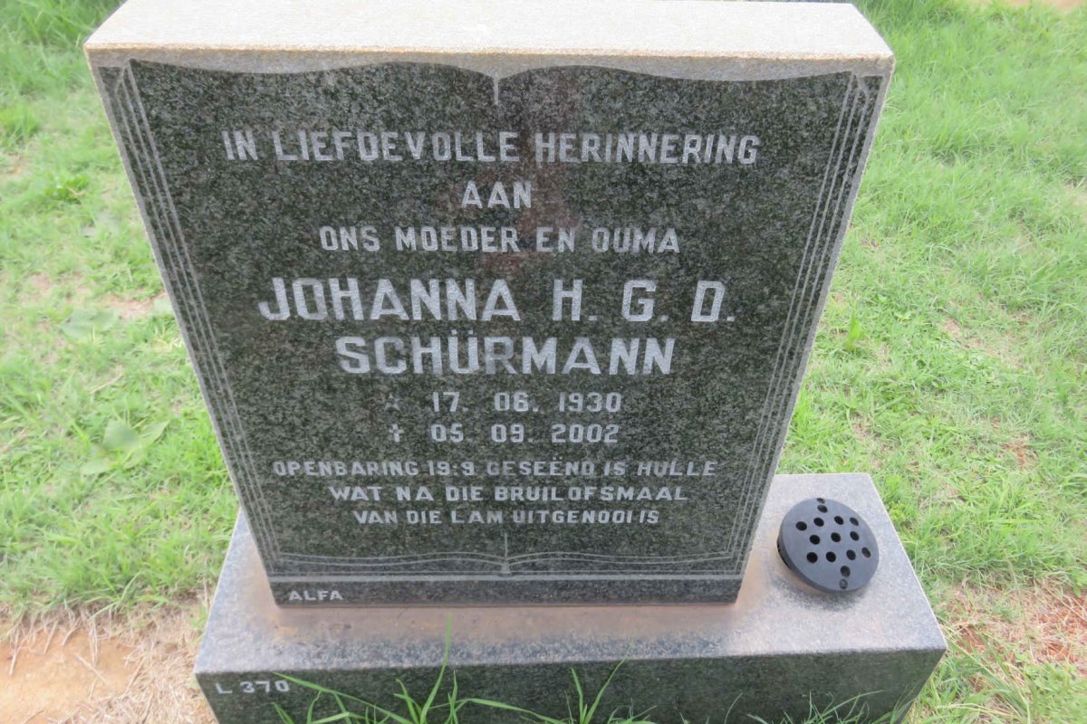 SCHÜRMANN Johanna H.G.D. 1930-2002