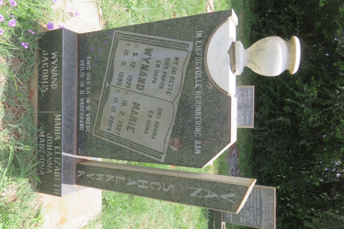 SCHALKWYK Wynand Jacobus, van 1921-1990 &amp; Maria Elizabeth Johanna Marthina 1927-2004