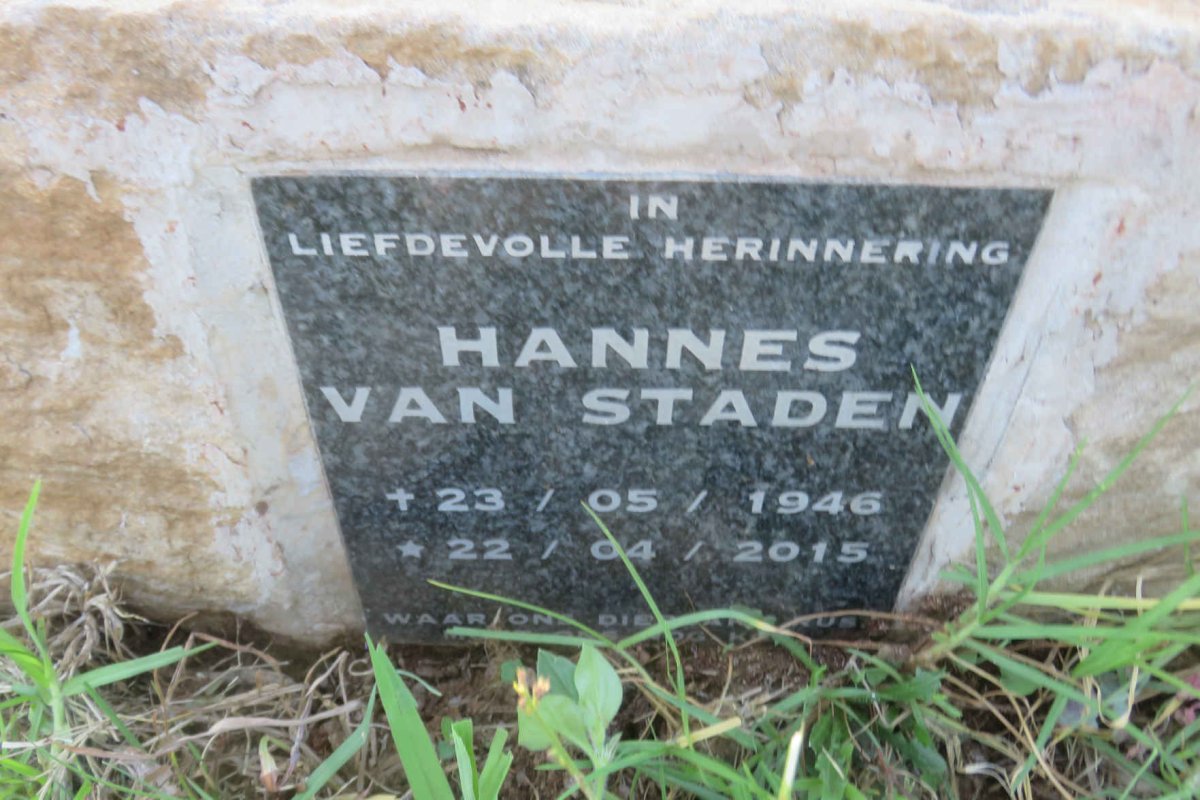 STADEN Hannes, van 1946-2015