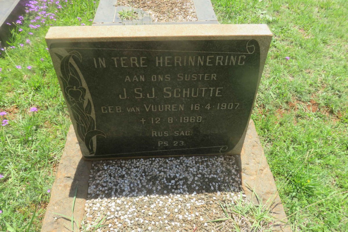 SCHUTTE J.S.J. nee VAN VUUREN 1907-1968