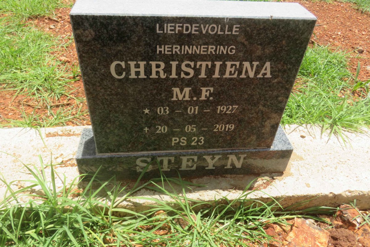 STEYN Christiena M.F. 1927-2019