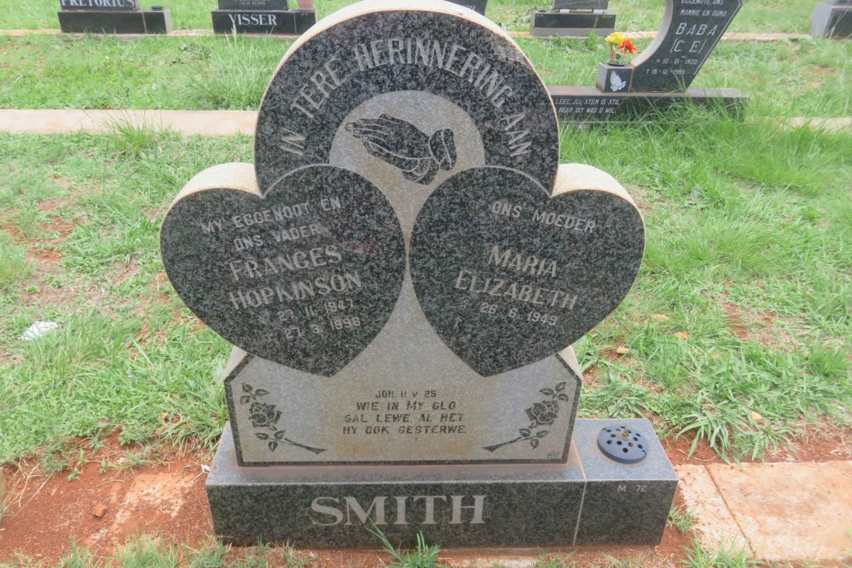 SMITH Frances Hopkinson 1947-1996 &amp; Maria Elizabeth 1949-