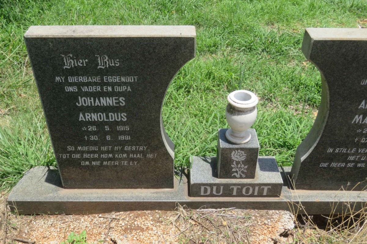 TOIT Johannes Arnoldus, du 1915-1981 &amp; Anna Maria Margaritha 1919-1998