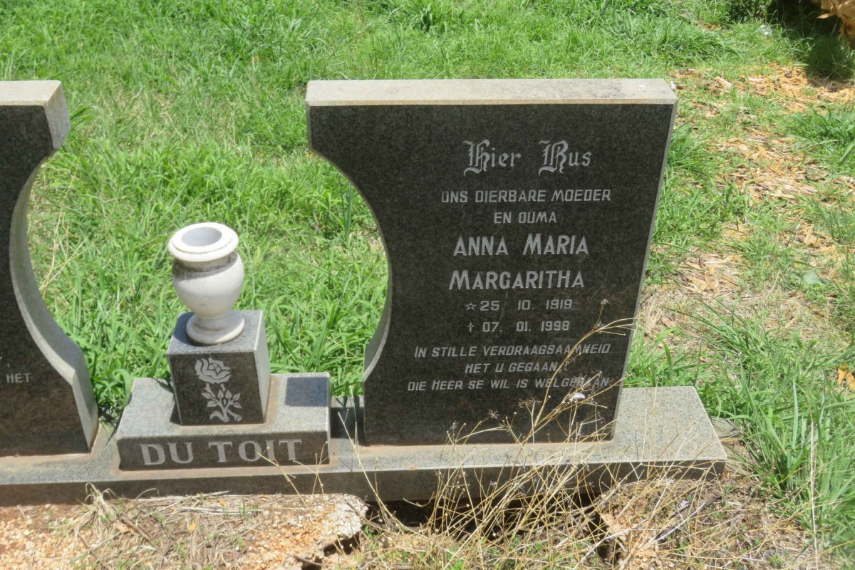 TOIT Johannes Arnoldus, du 1915-1981 &amp; Anna Maria Margaritha 1919-1998