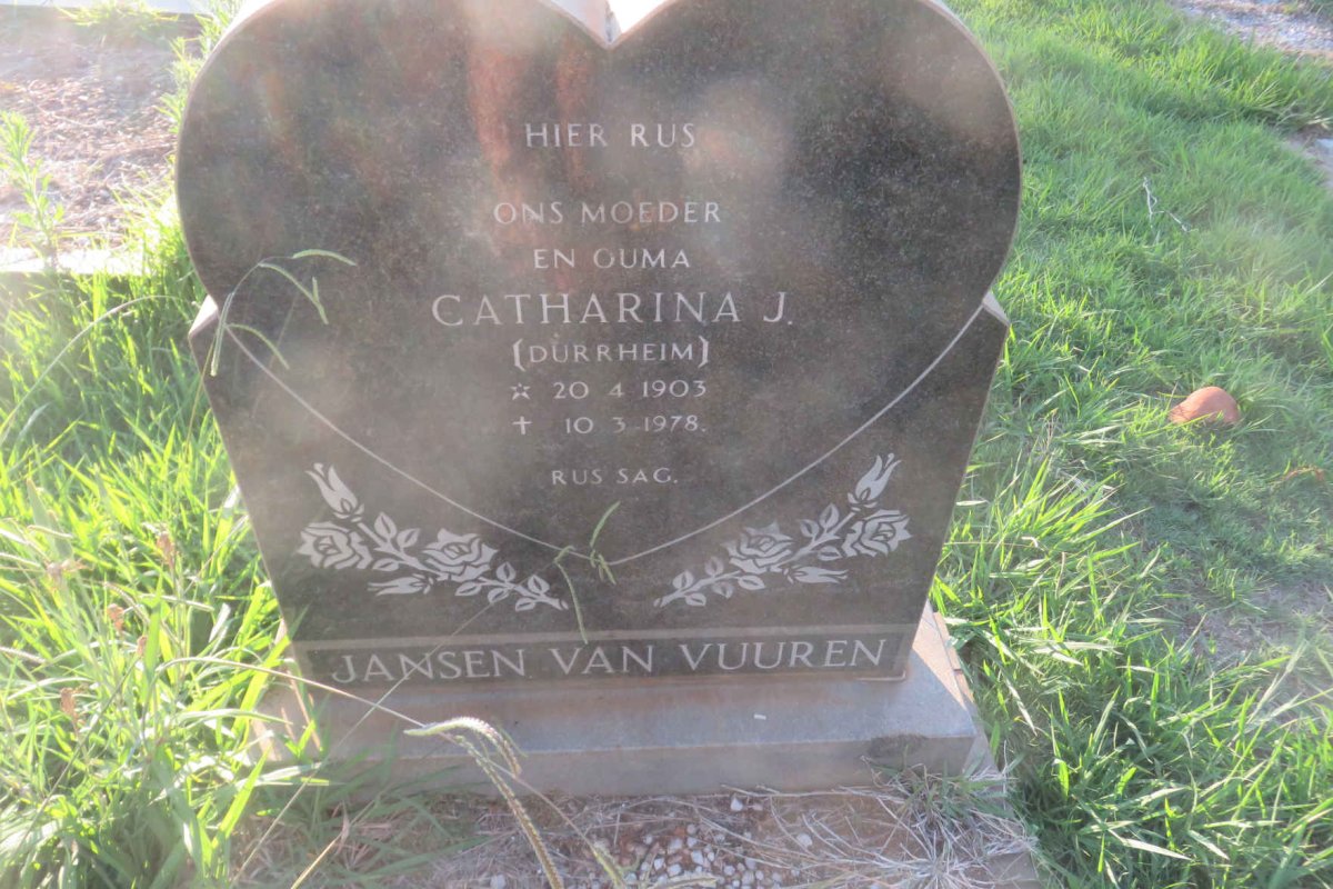 VUUREN Catharina J., Jansen van nee DURRHEIM 1903-1978