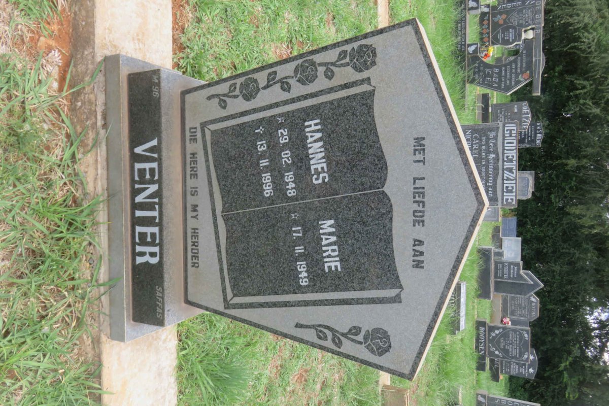 VENTER Hannes 1948-1996 &amp; Marie 1949-