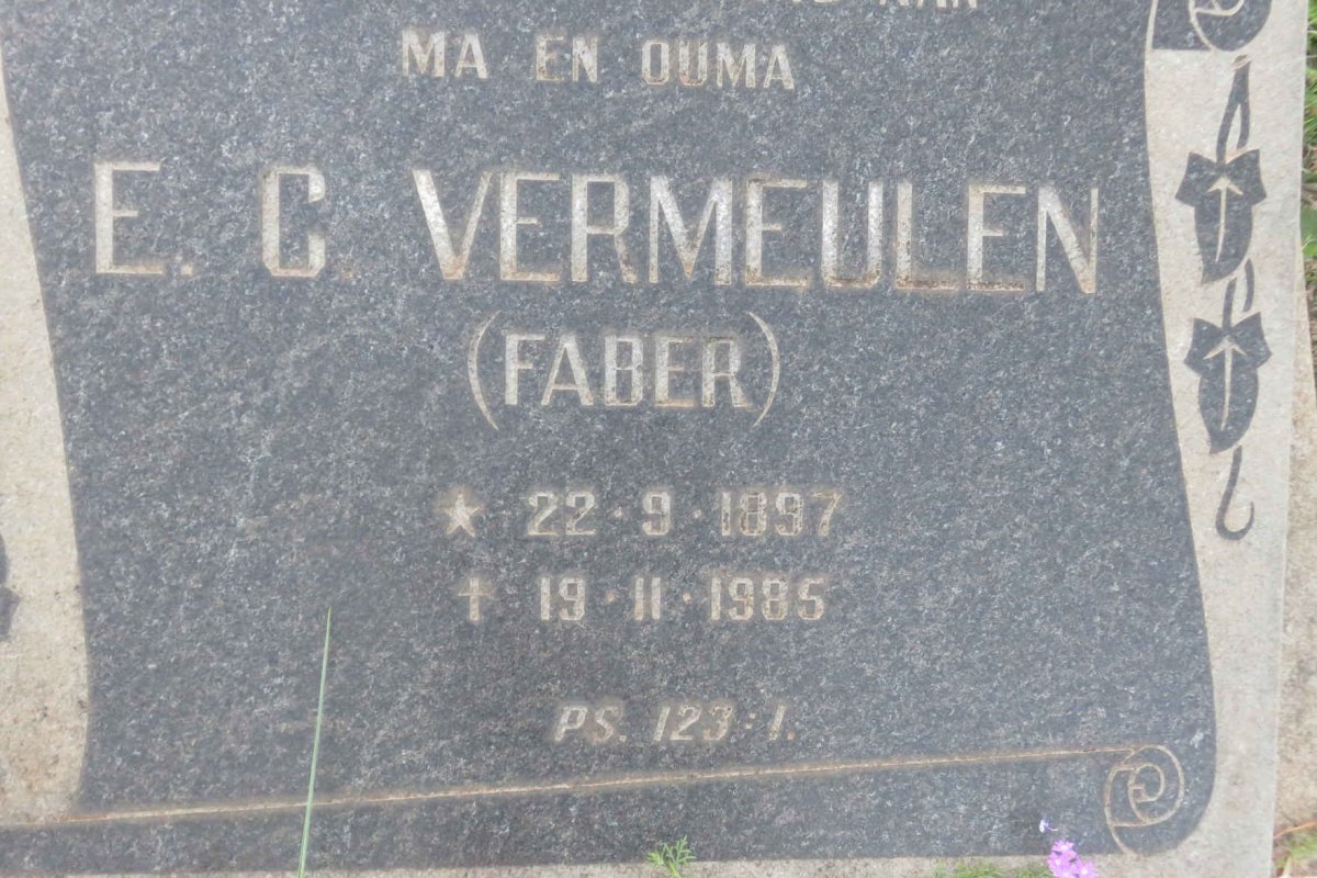VERMEULEN E.C. nee FABER 1897-1985