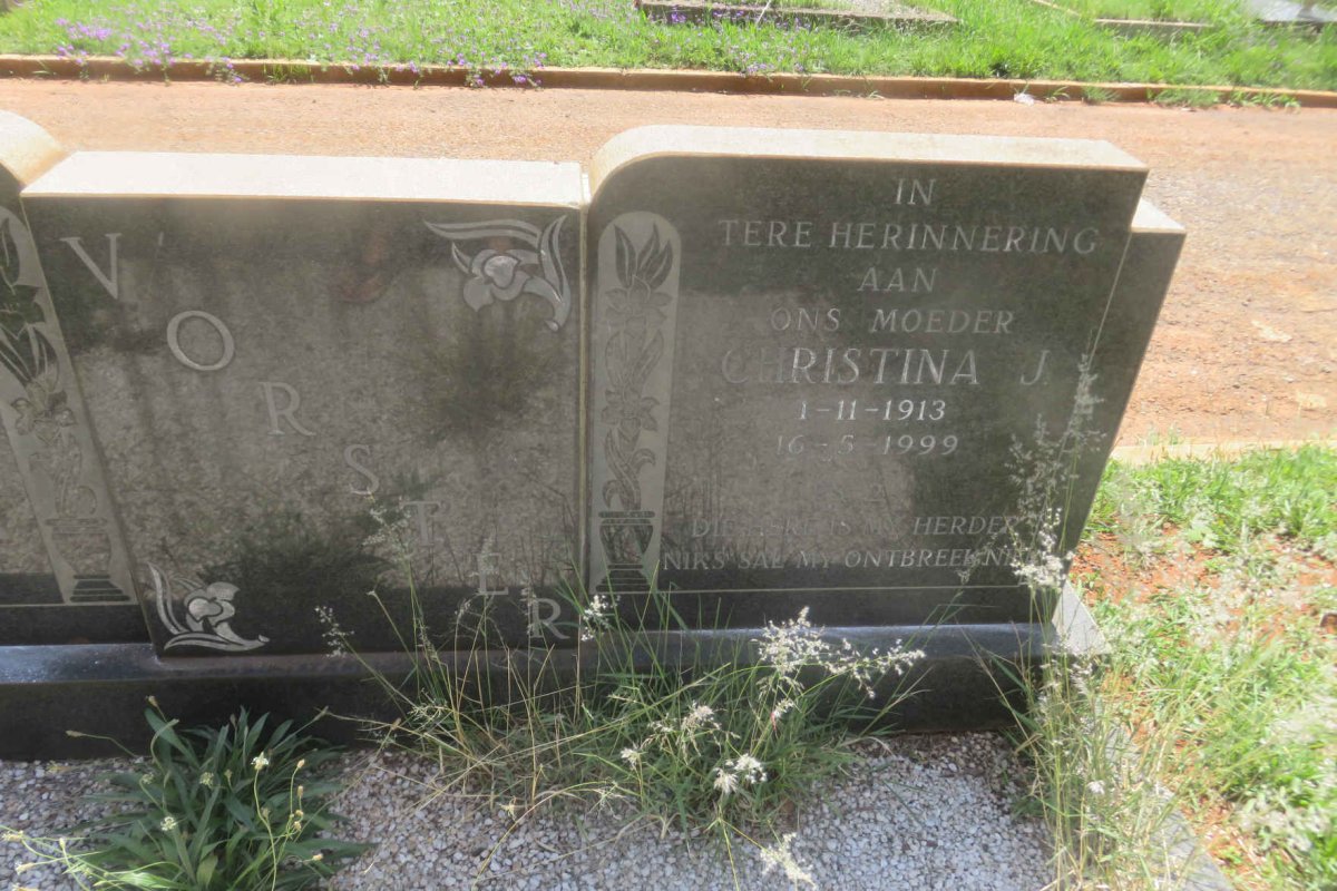 VORSTER Jacobus Johannes 1907-1969 &amp; Christina J. 1913-1999