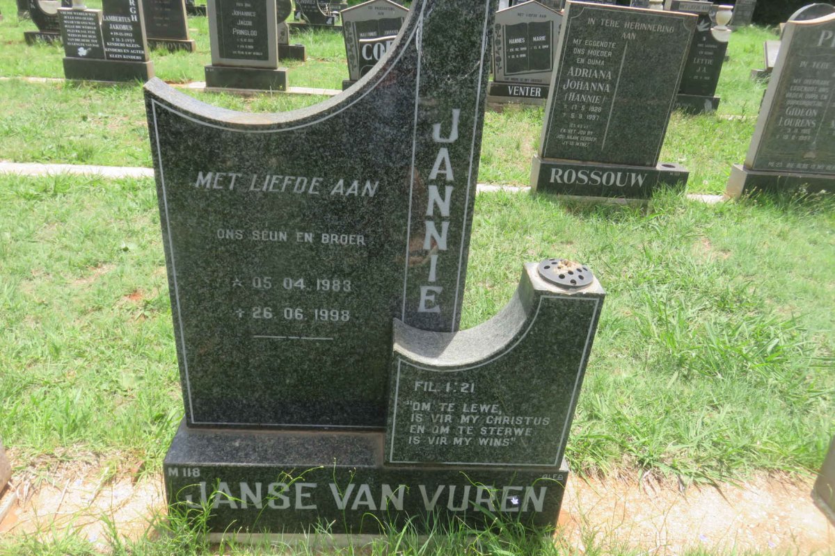 VUREN Jannie, Janse van 1983-1998