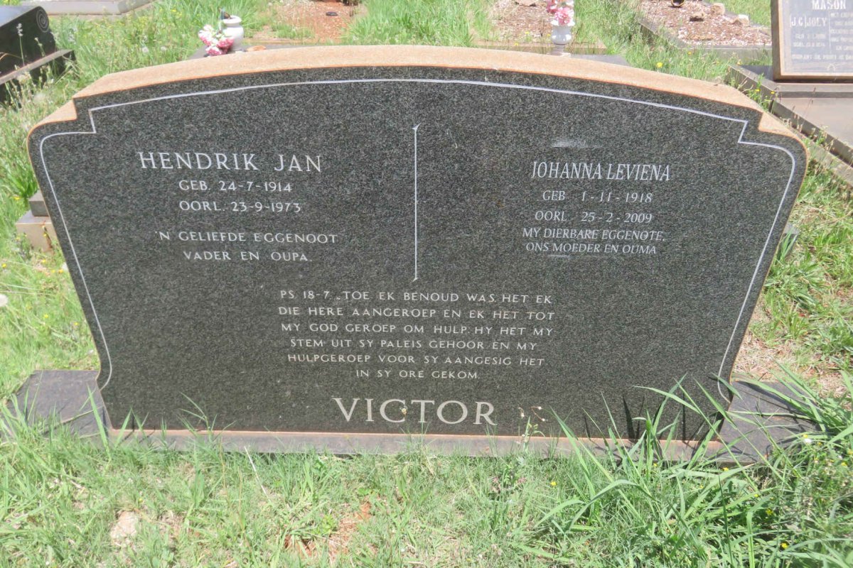 VICTOR Hendrik Jan 1914-1973 &amp; Johanna Leviena 1918-2009