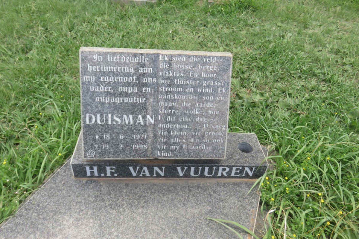 VUUREN H.F., van 1921-1998 &amp; P. 1929-2002