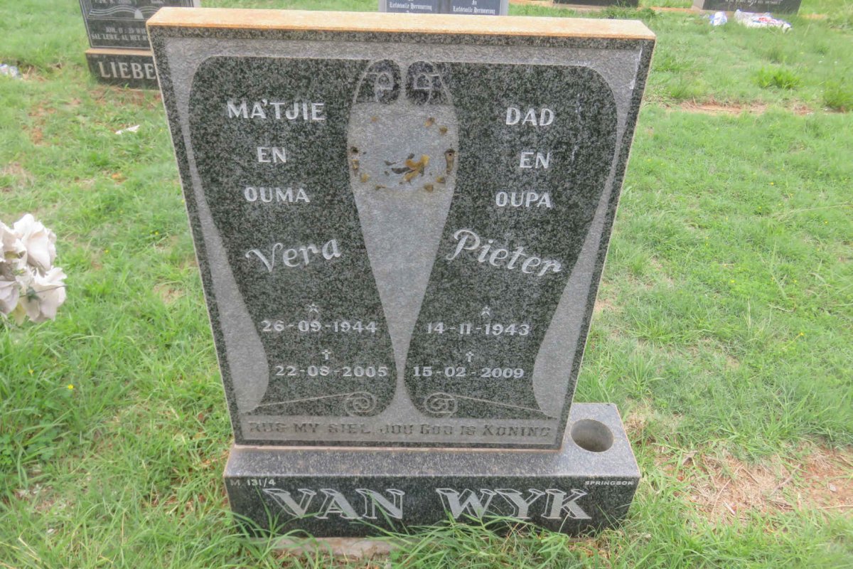 WYK Pieter, van 1943-2009 &amp; Vera 1944-2005