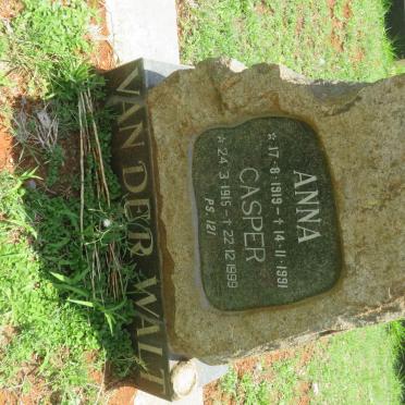 WALT Casper, van der 1915-1999 &amp; Anna 1919-1991