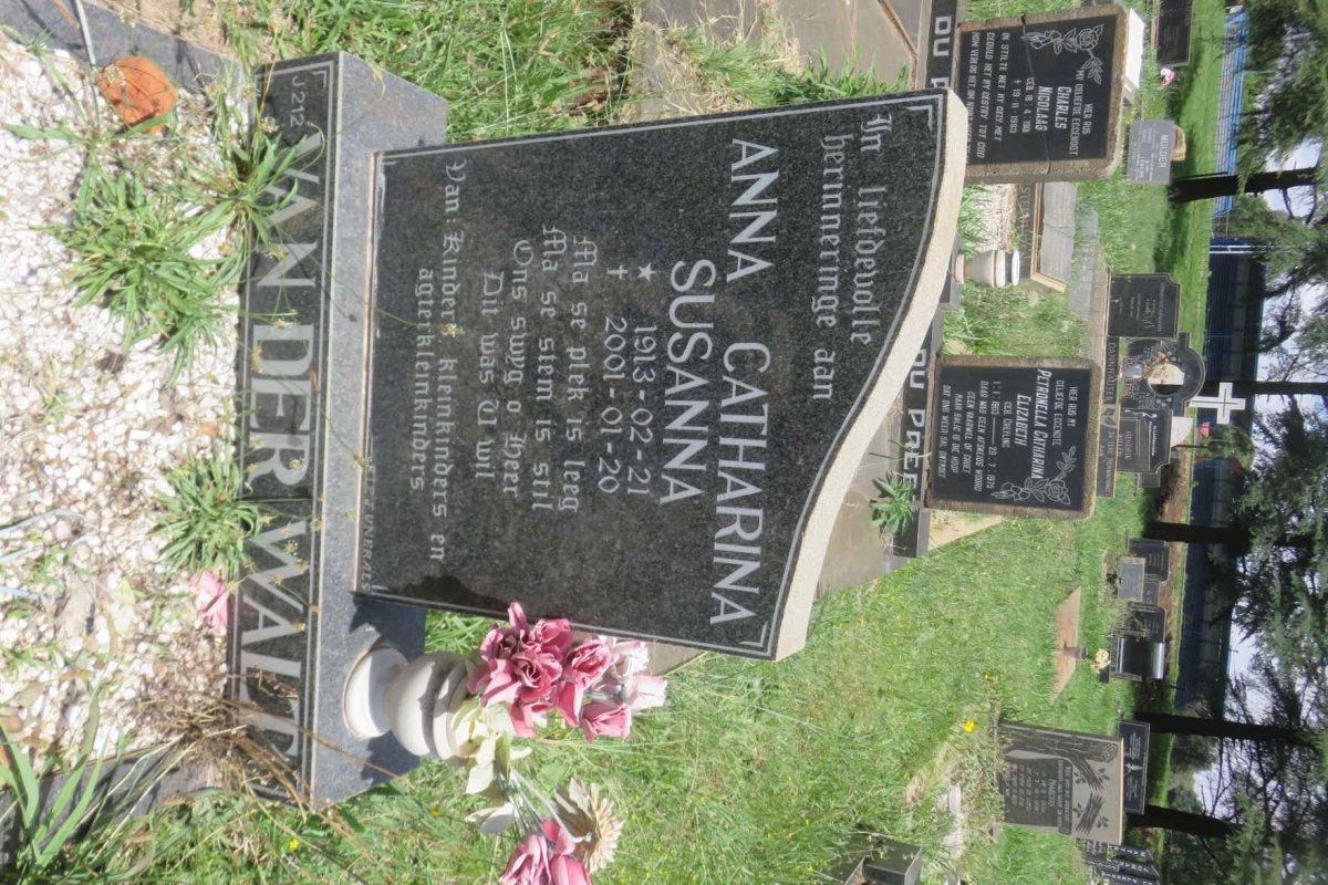 WALT Anna Catharina Susanna, van der 1913-2001
